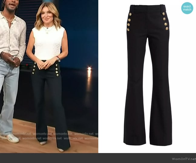 Derek Lam 10 Crosby Robertson Flare Pants worn by Kit Hoover on Access Hollywood