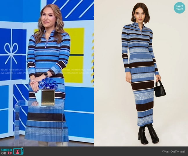 Derek Lam 10 Crosby Taryn Zip Wool Sweater Dress worn by Rebecca Jarvis on Good Morning America