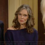 Diane’s navy off-shoulder sweater on The Young and the Restless