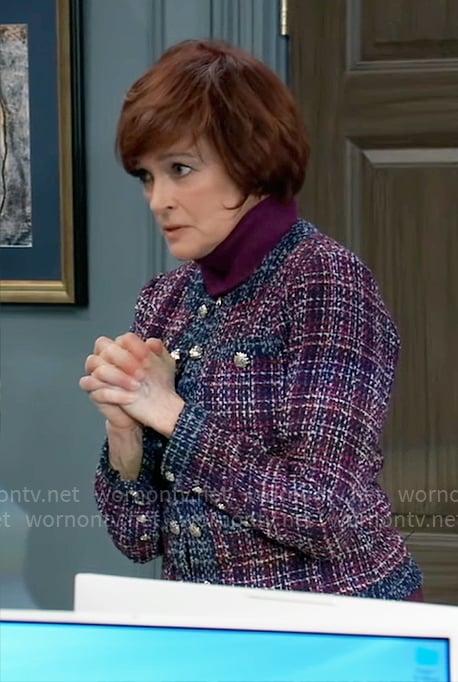 Diane's purple tweed jacket on General Hospital