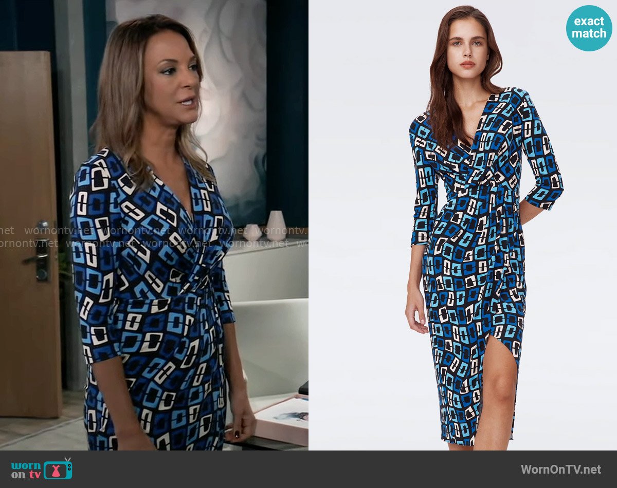 Diane von Furstenberg Malisa Dress in Chain Dream Blue worn by Natalia (Eva LaRue) on General Hospital