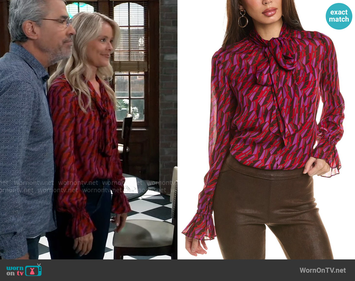 Diane von Furstenberg Tina Blouse worn by Felicia Scorpio (Kristina Wagner) on General Hospital