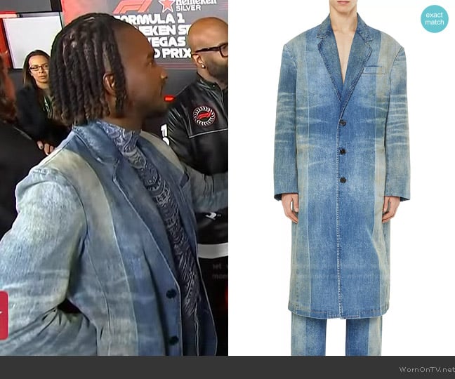 Diesel Two-Tone Denim Topcoat worn by Scott Evans on Access Hollywood