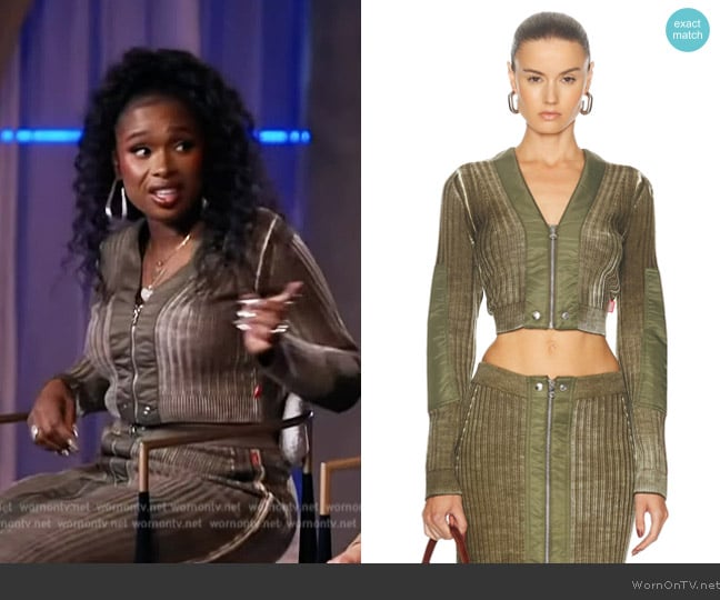 Diesel  Zip Front Cropped Top worn by Jennifer Hudson on Access Hollywood