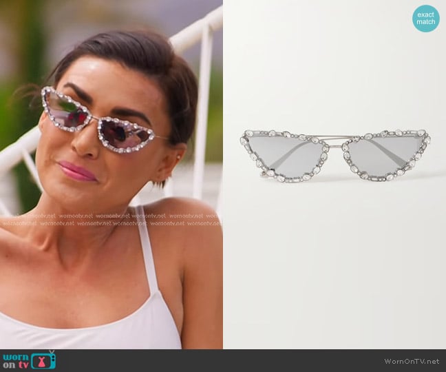 Dior Missdior B1U Cat Eye Sunglasses in Silver worn by Bronwyn Newport on The Real Housewives of Salt Lake City