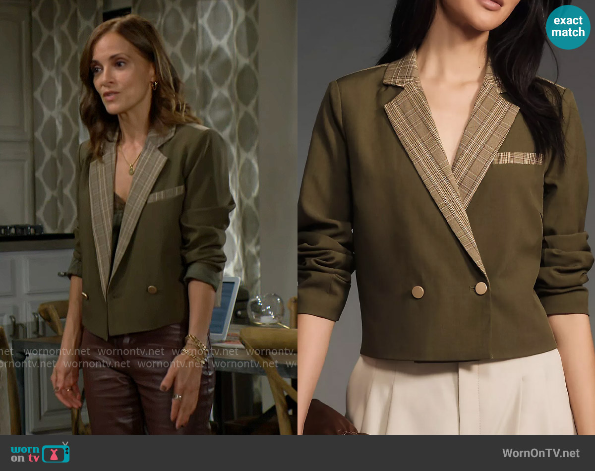 Dolan Left Coast Cropped Blazer Jacket worn by Taylor Hayes (Rebecca Budig) on The Bold and the Beautiful