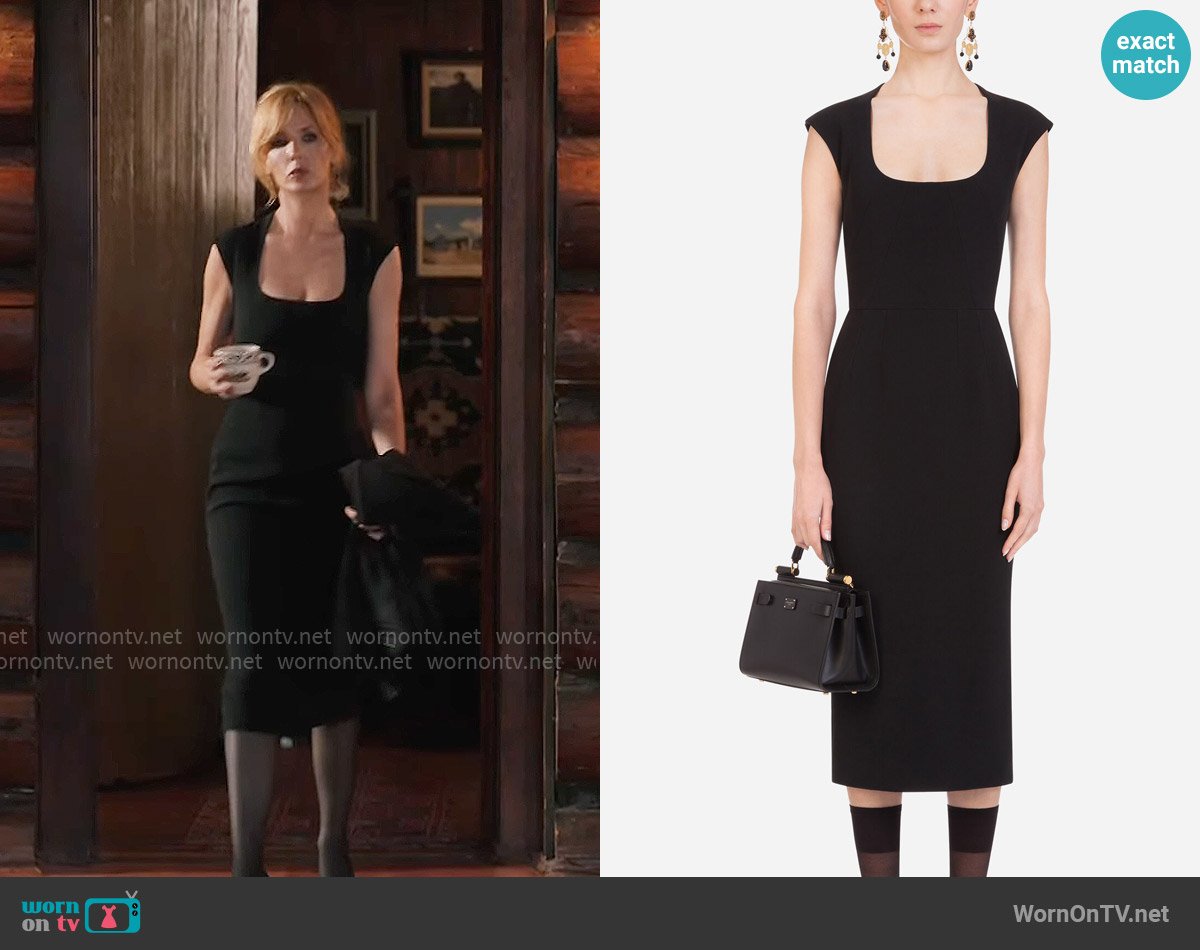 Beth’s black midi dress on Yellowstone