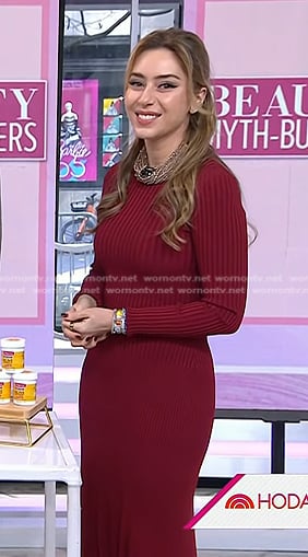 Dr. Shereene Idriss’s red ribbed dress on Today