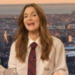 Drew’s striped shirt and tie on The Drew Barrymore Show