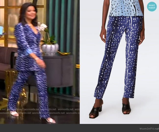 Diane von Furstenberg Glora Pants in Fawn Perfect Navy worn by Ana Navarro on The View