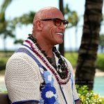 Dwayne Johnson’s white floral knit shirt on Today