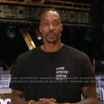 Dwight Howard’s black print tee on Good Morning America