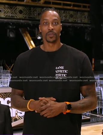 Dwight Howard's black print tee on Good Morning America