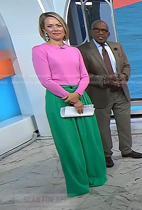 Dylan's pink sweater and green pants on Today