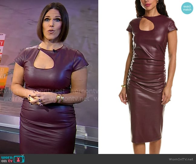 Elie Tahari Keyhole midi dress worn by Dana Jacobson on CBS Mornings