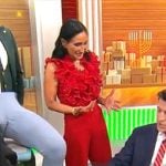 Elizabeth Werner’s red ruffled jumpsuit on CBS Mornings