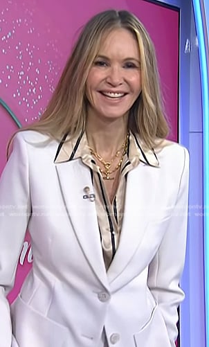 Elle Macpherson’s beige striped blouse on Today