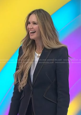 Elle Macpherson's denim blazer and flare jeans on Today