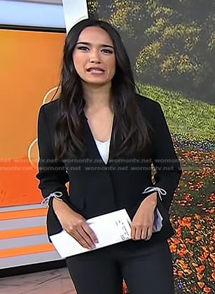 Emilie’s black bow sleeve blazer on Today