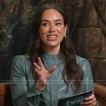 Emily Kurl’s blue leather mini dress on E! News