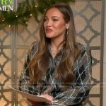 Emily Orozco’s argyle sweater and mini skirt on Access Hollywood