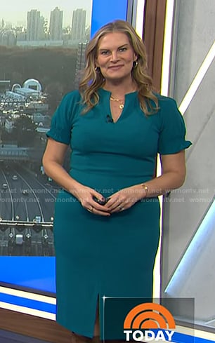 Emily West's teal v-neck dress on Today