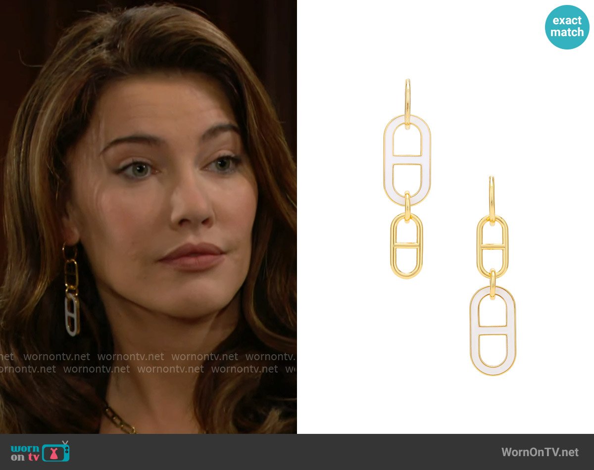 Emma Pills Extra Pill Earrings worn by Steffy Forrester (Jacqueline MacInnes Wood) on The Bold and the Beautiful