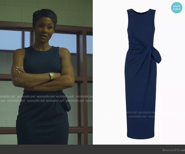 Emporio Armani Milano Stitch Midi Sheath Dress worn by Jax Stewart (Emayatzy Corinealdi) on Reasonable Doubt