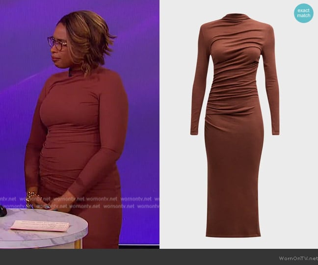 Enza Costa Silk Knit Long-Sleeve Midi Dress worn by Jennifer Hudson on The Jennifer Hudson Show