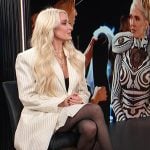 Erika’s white pinstripe blazer on E! News