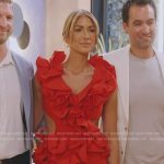 Erin’s red ruffle cutout dress on The Real Housewives of New York City