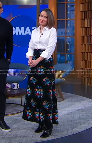 Eva’s black floral maxi skirt on Good Morning America