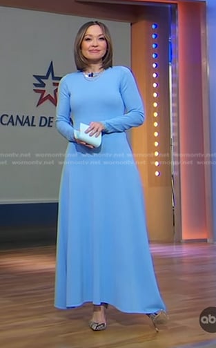 Eva's light blue maxi dress on Good Morning America