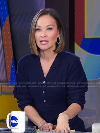 Eva's navy knit maxi dress on Good Morning America