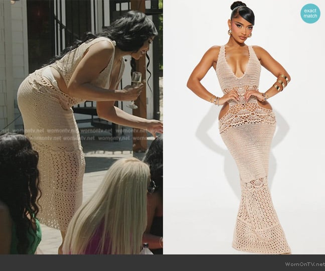 Fashion Nova Madison Crochet Maxi Dress worn by Mia Thornton on The Real Housewives of Potomac