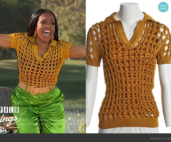 Loewe Crochet Knit Polo Shirt worn by Sheryl Lee Ralph on Live with Kelly and Mark