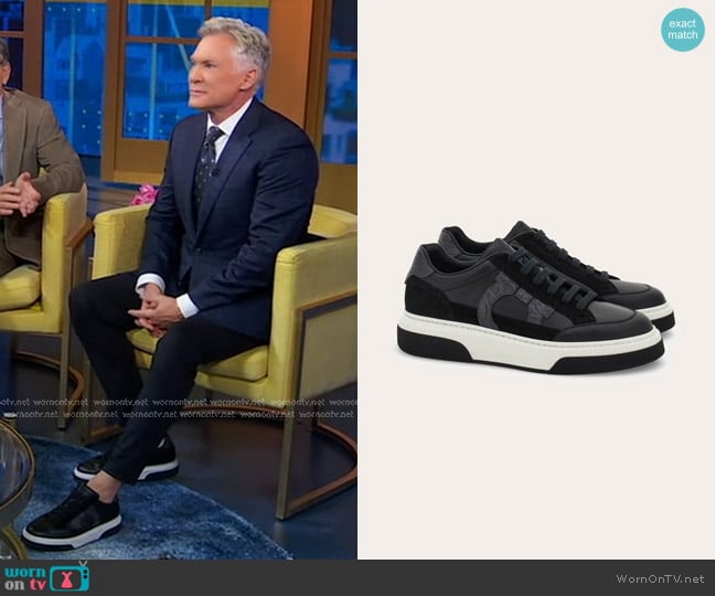 Ferragamo Low Top Sneaker with Gancini Outline worn by Sam Champion on Good Morning America