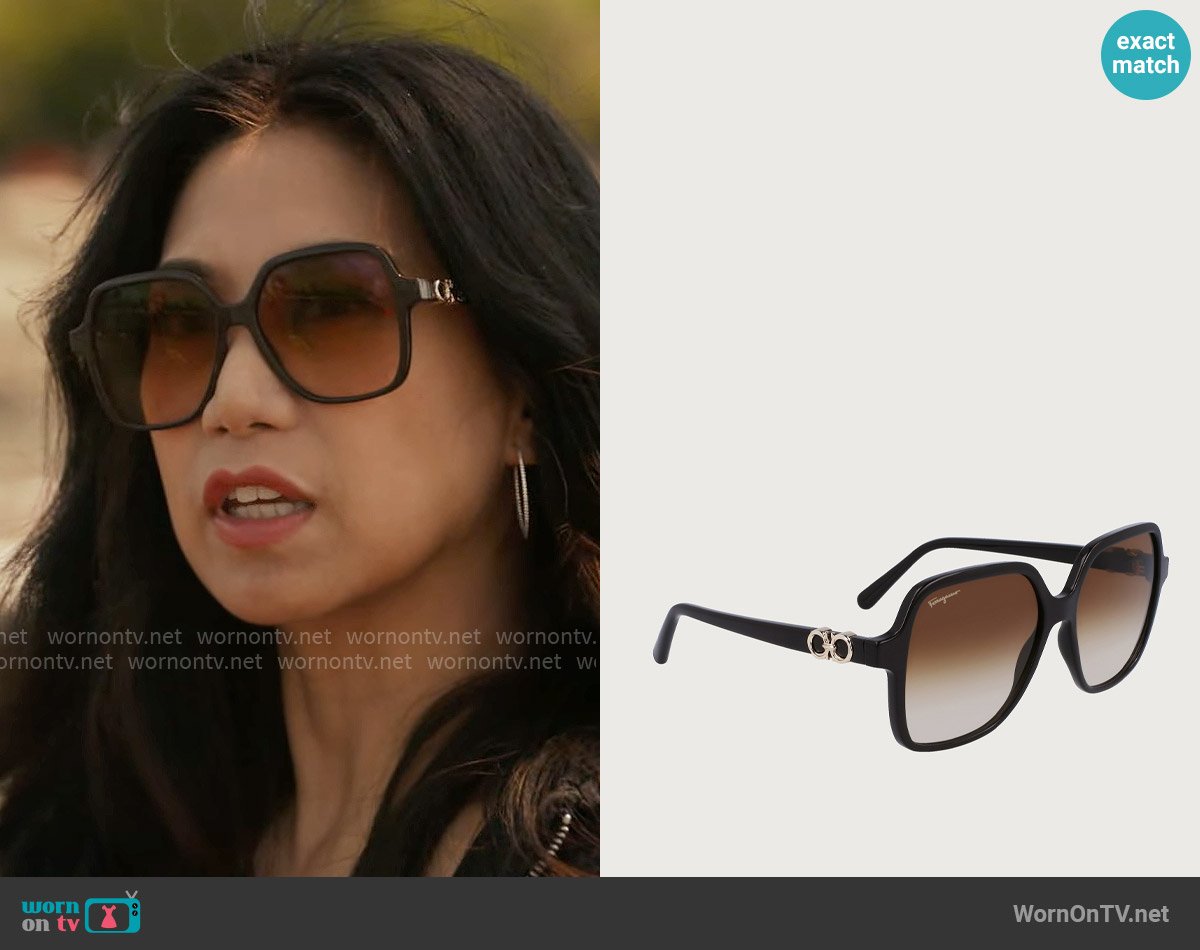 Ferragamo Dark brown/Gradient caramel Sunglasses worn by Melody Bayani (Liza Lapira) on The Equalizer