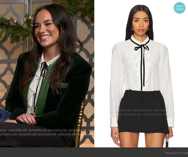 Frame Tie Ruffle Blouse worn by Emily Curl on E! News