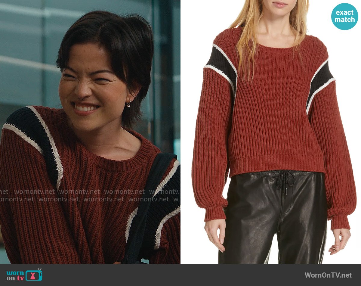 Frame Balloon Sleeve Sweater worn by Kira Yu (Piper Curda) on Matlock