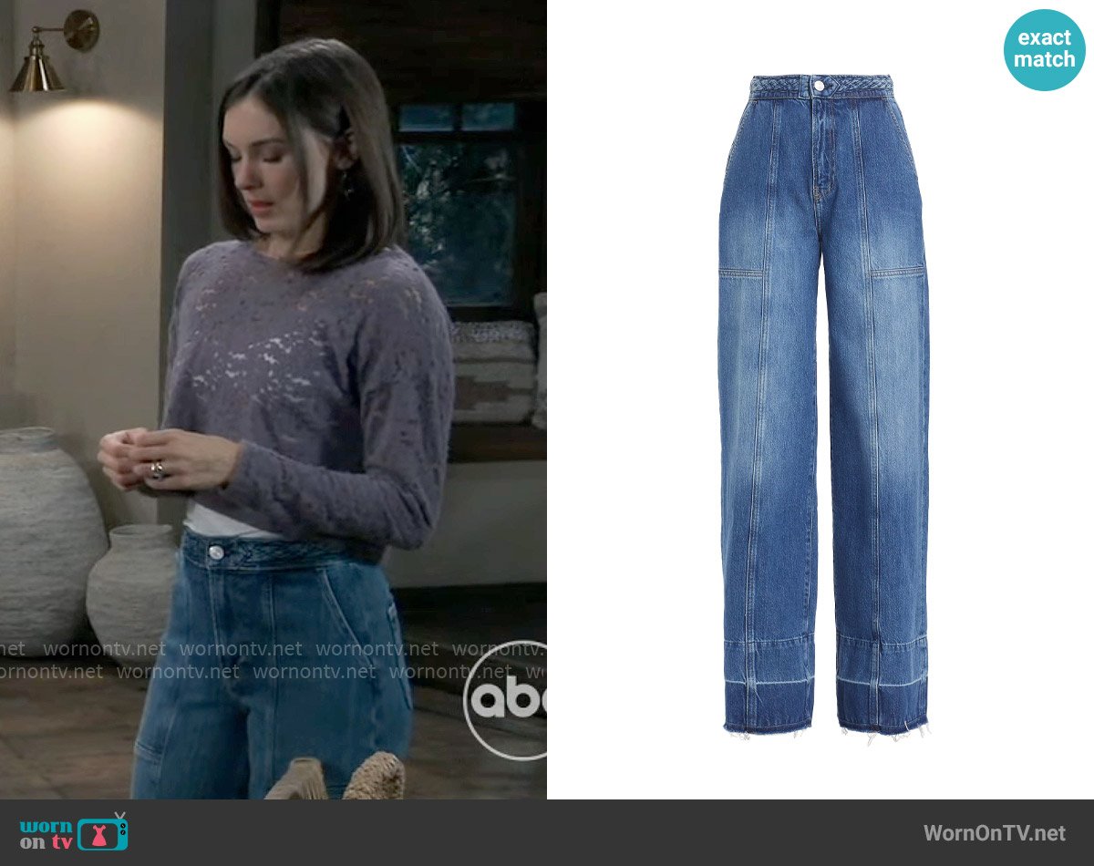 Frame Braided Waistband Jeans worn by Willow Tait (Katelyn MacMullen) on General Hospital