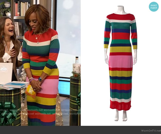 Frances Valentine Striped Long Dress worn by Gayle King on The Drew Barrymore Show