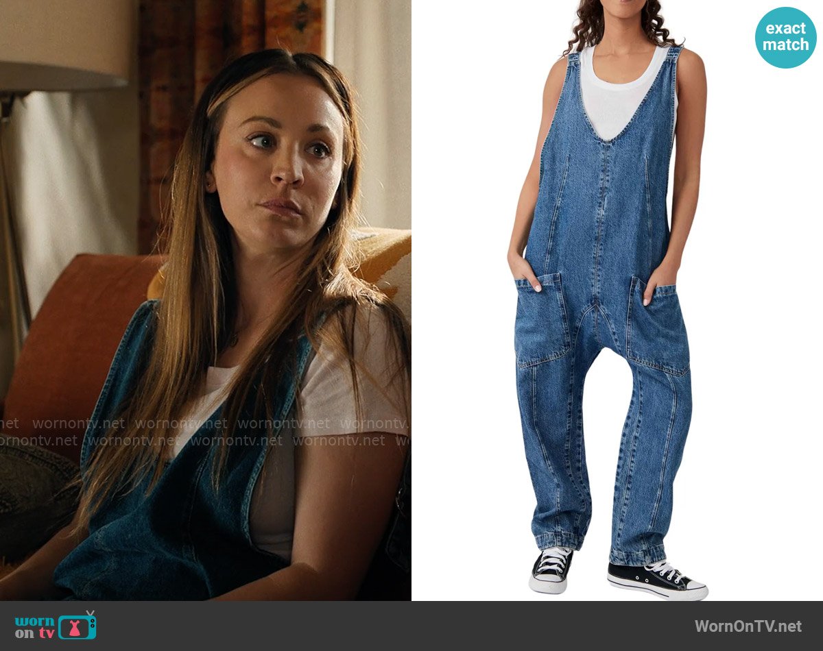 Free People We The Free High Roller Jumpsuit in Sapphire Blue worn by Ava Bartlett (Kaley Cuoco) on Based on a True Story