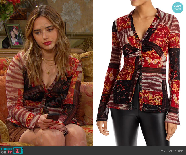 Free People Lucky Printed Blouse worn by Holly Jonas (Ashley Puzemis) on Days of our Lives