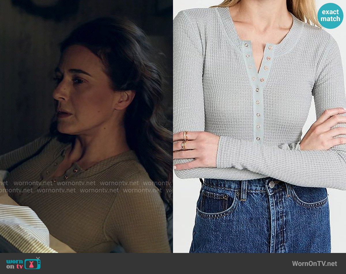 Free People One of The Girls Henley in Grey worn by Lana Lang Cushing (Emmanuelle Chriqui) on Superman and Lois