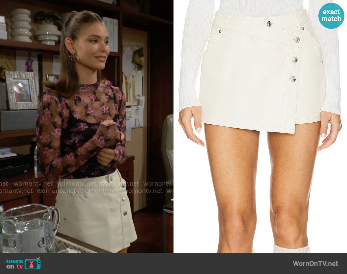 Free People Wynne Vegan Skirt in Bone worn by Electra Forrester (Laneya Grace) on The Bold and the Beautiful