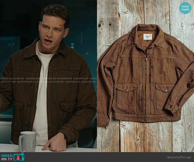 Freenote Cloth CD-4 Jacket in Brown Herringbone Dobby worn by Evan Buckley (Oliver Stark) on 9-1-1