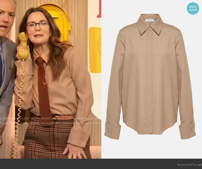 Gabriela Hearst Etlin Wool Shirt worn by Drew Barrymore on The Drew Barrymore Show