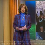 Gayle King’s burgundy plaid suit on CBS Mornings