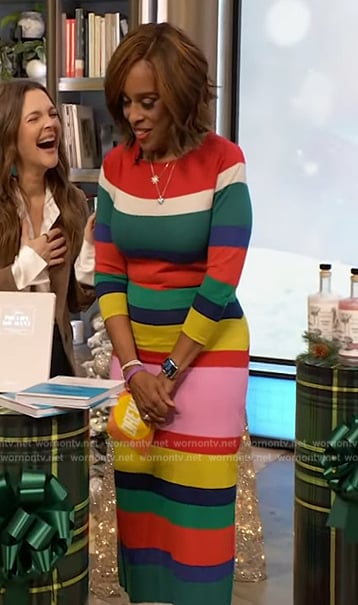 Gayle King’s striped dress on The Drew Barrymore Show